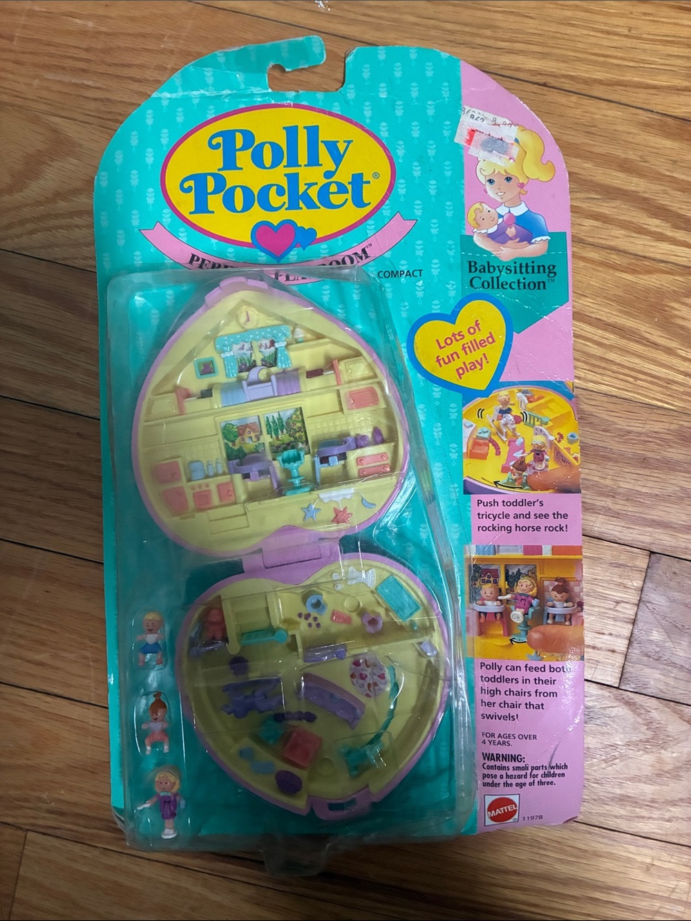 1994 Mattel Polly Pocket Heart Compact - Teal, Pink, Yellow